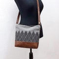Crossbody bag gray, aztec print, zipper shoulder bag, canvas hobo, Small, Medium product logo