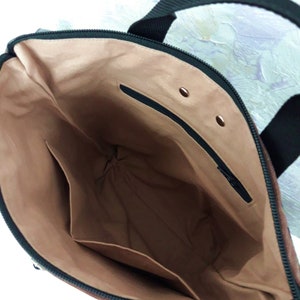 Backpack Convertible purse, Black, Tan, Gray crossbody bag, bag Aztec pattern, shoulder bag, Marble effect canvas hobo purse, vegan purse image 10