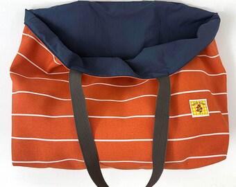 Orangefarbene Baumwolltasche, Strandtasche, waschbare Einkaufstasche, faltbare Stoffhandtasche 19x13 Zoll