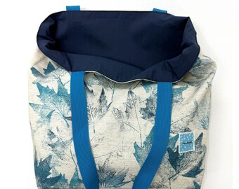 Einkaufstasche Reusable Blue, Waschbare Einkaufstasche, faltbare Stoffhandtasche, handgemachte Markttasche 14x30,5 cm
