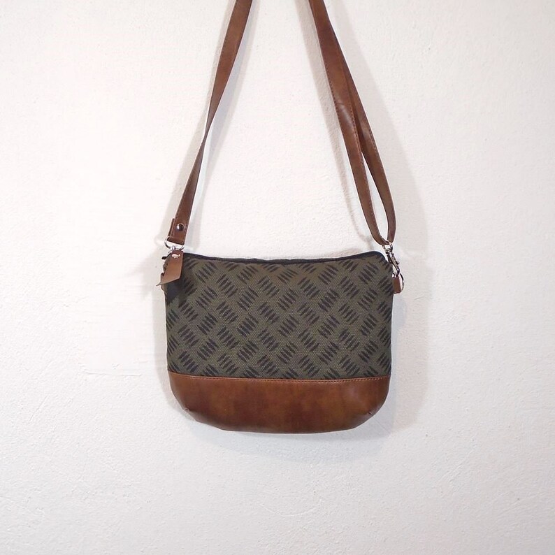 Small crossbody bag green mini bag jute canvas crossbody Etsy