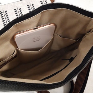 Crossbody tas zwart leer, vegan tas, kleine leren tas, casual schoudertas, avondtasje, tas van een vrouw of meisje, cadeau voor haar, stof afbeelding 9