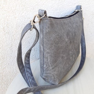 Day Brown small shoulder bag, Satchel mini, simple crossbody bag, Lightweight bag, evening vegan bag, antique Gray Black White leather image 8