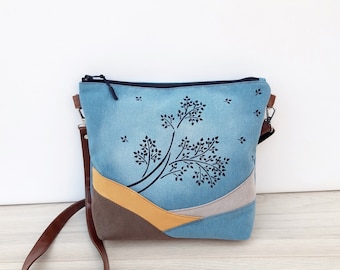 Turquoise Blue Aspen Tree Crossbody Bag: Limited Edition Colorful Tote