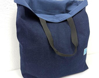 Jeans Markttasche, Faltbare Reisetasche, Waschbare Handtasche, Laptop-Stofftasche Herren 45x43 cm