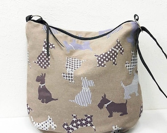 Hunde Print Umhängetasche, Canvas Schultertasche, Stofftasche für den Alltag