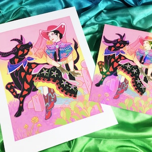 Cantonese Cowgirl and Her Water Buffalo Art Print