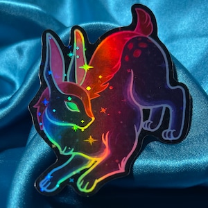 Schwarzer Hase holografischer Aufkleber