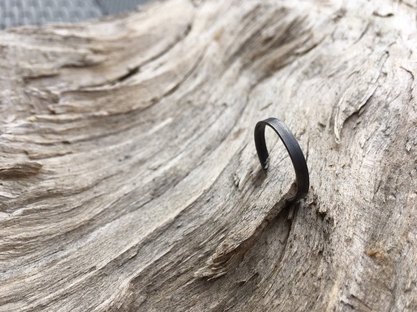 Thick Black Ring, Minimal Iron Ring, Simple Adjustable Ring, Plain ...