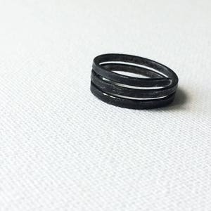 Minimal Iron Ring, Simple Black Ring, Plain Handmade Ring, Dark Grey Ring, Metal Rustic Ring, Raw Wire Ring, Unisex Steel Band, Women Band image 2