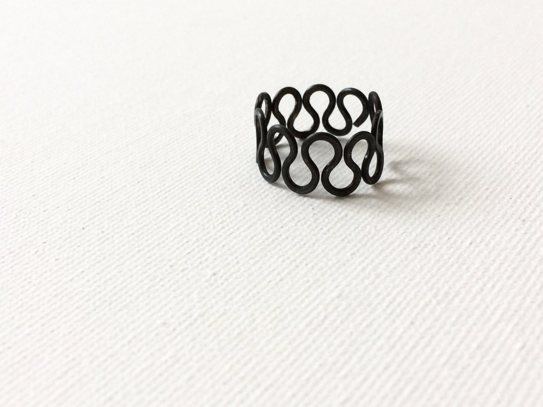 Minimalist Ring, Black Iron Ring, Delicate Matte Minimal Jewelry Lace ...