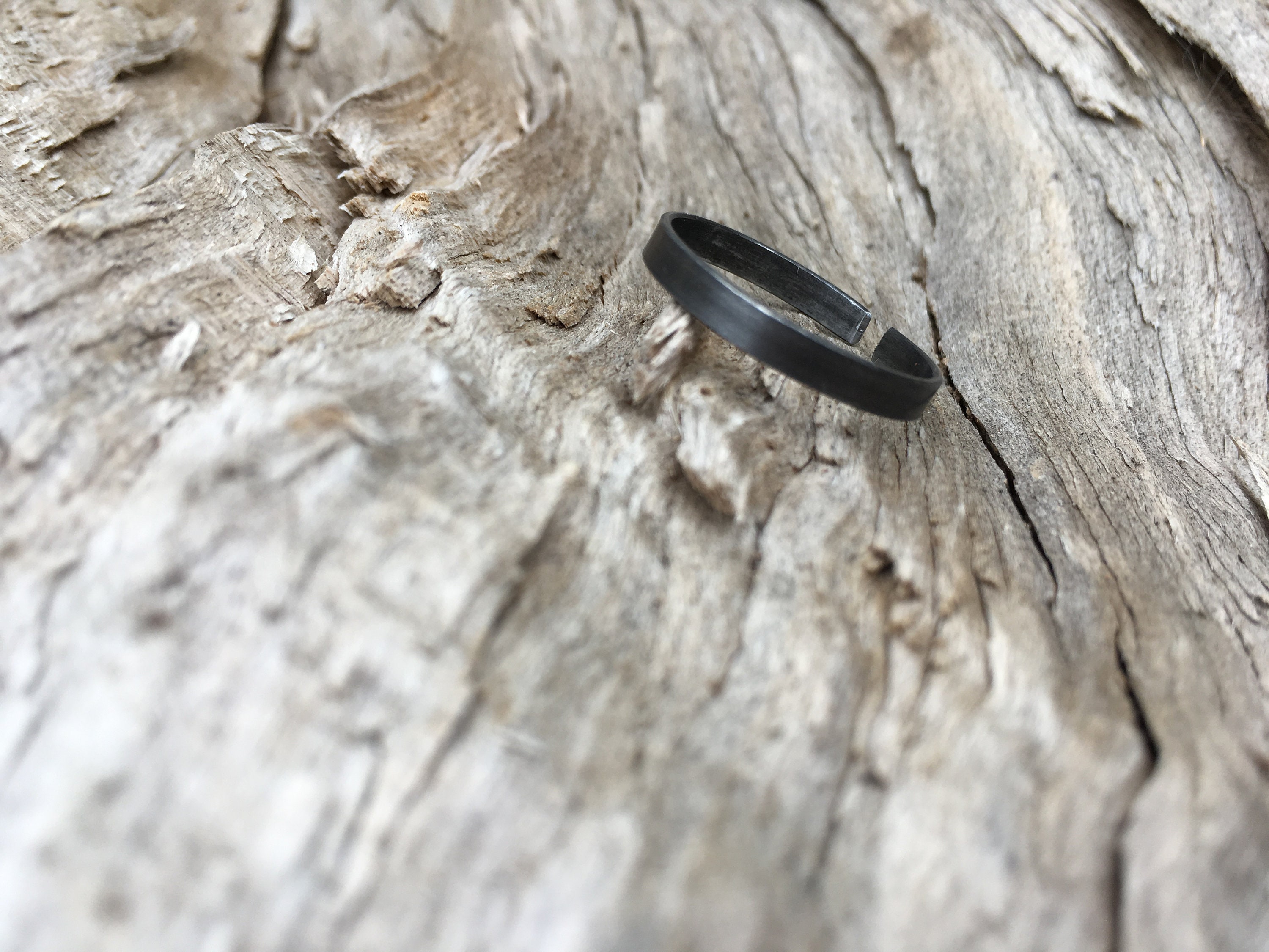 Thick Black Ring, Minimal Iron Ring, Simple Adjustable Ring, Plain ...