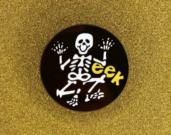 EEK Retro Halloween Skeleton Hard Enamel Pin