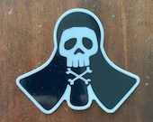 Kendo men silhouette sticker with skull v3