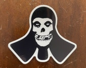 Kendo men silhouette sticker with skull