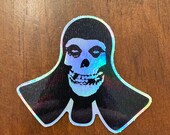 Kendo men silhouette HOLO sticker with skull