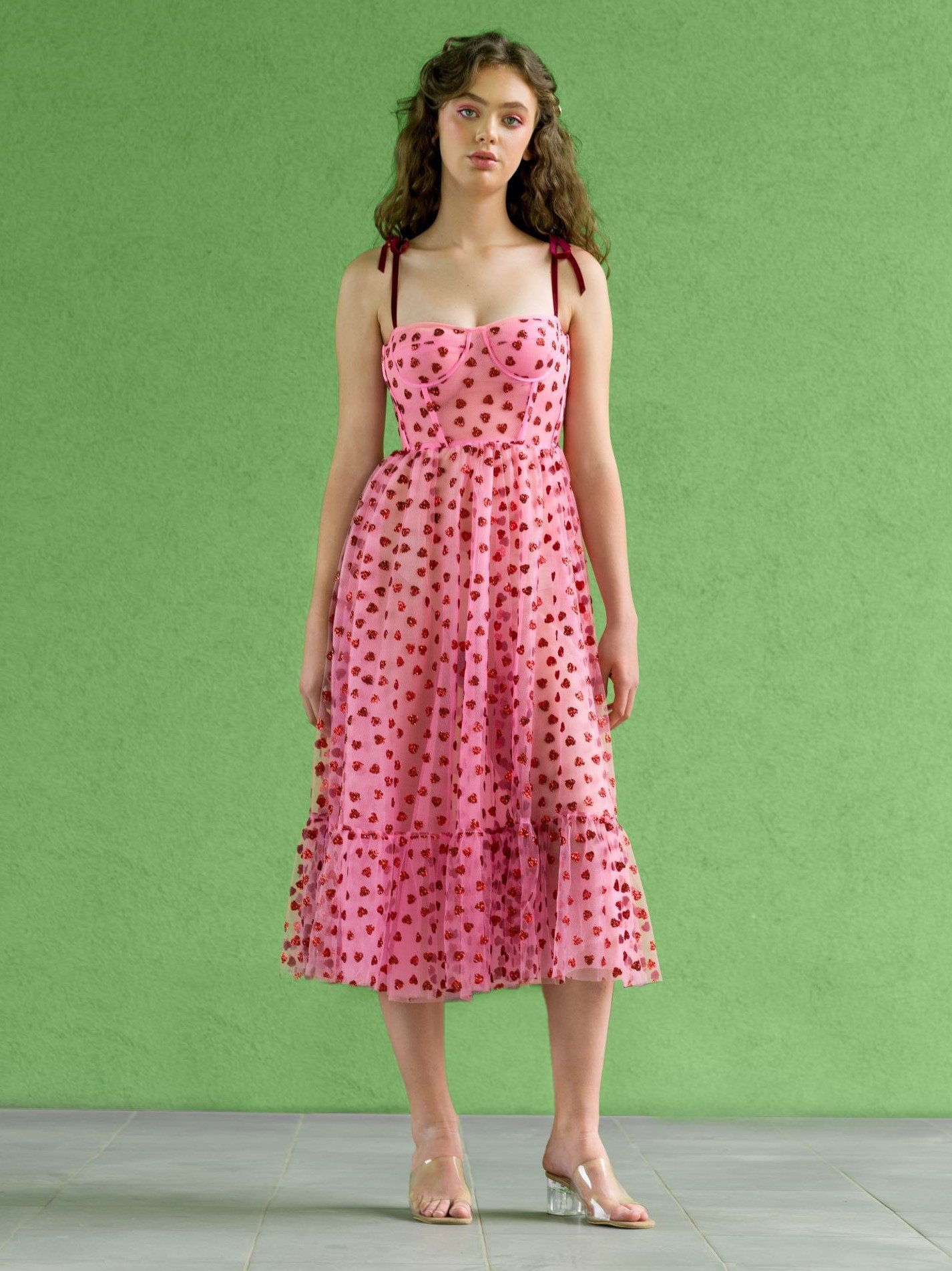 white christmas dresses Sugar Thrillz Heart Print Corset Dress main image 0