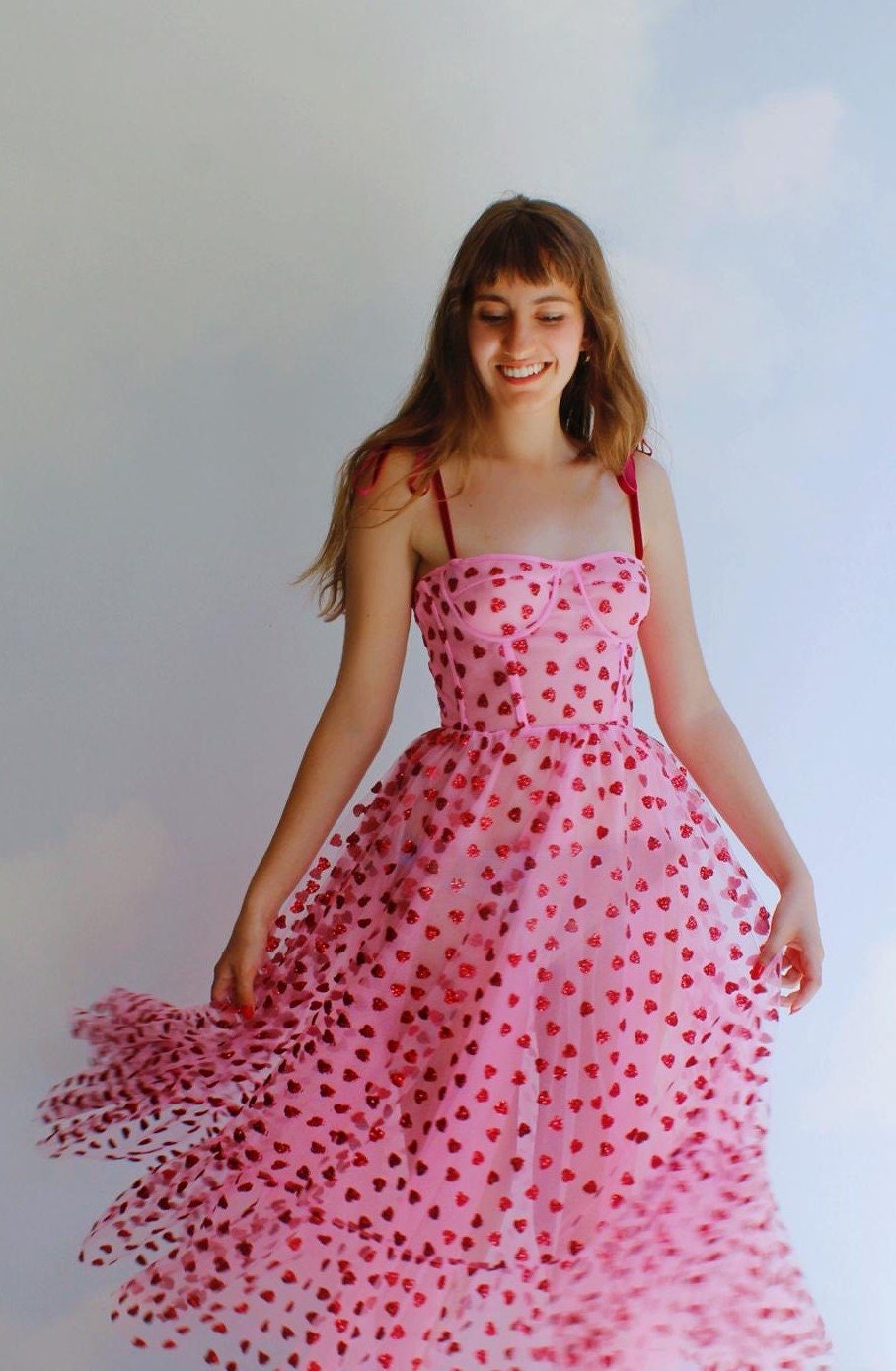 knee length dresses for ladies Floret Midi Dress - Red Hearts main image 0