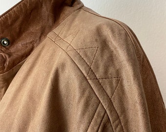 Unisex leather bomber jacket | 90s leather bomber jacket | brown leather bomber