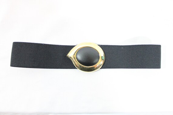 Elastic 1980s Belt | Black and gold elastic belt … - image 2