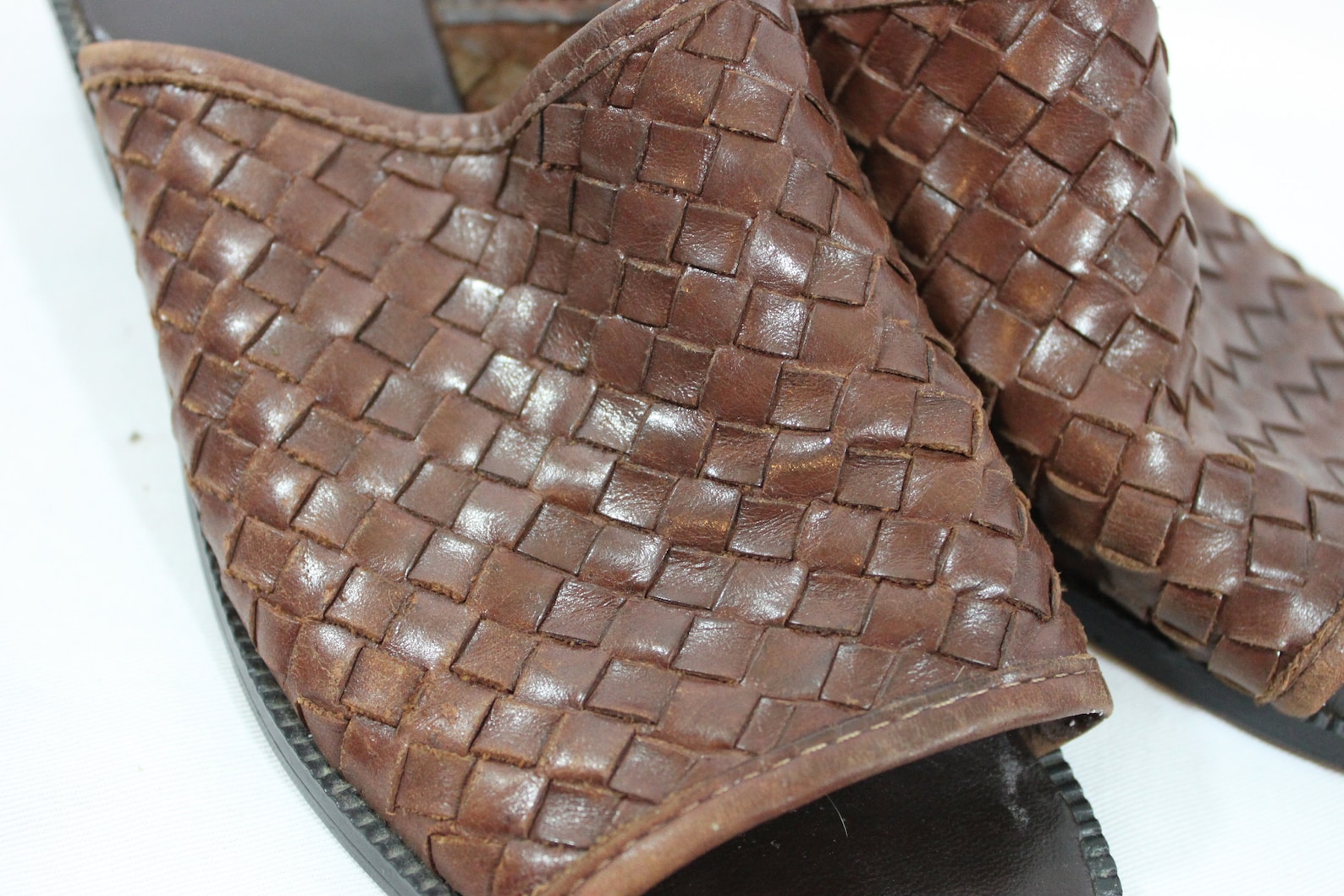 Woven Leather Slides 1990s Womens Leather Sandal Leather - Etsy Singapore
