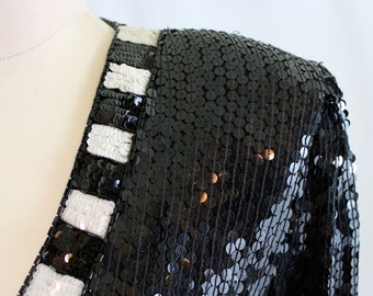 Vintage Sequin dress | sequin dress | black and white sequin dress | 90s NYE