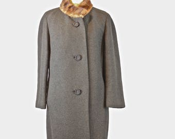 1960s Mink trimmed wool jacket | mint trimmed jackek | black wool jacket