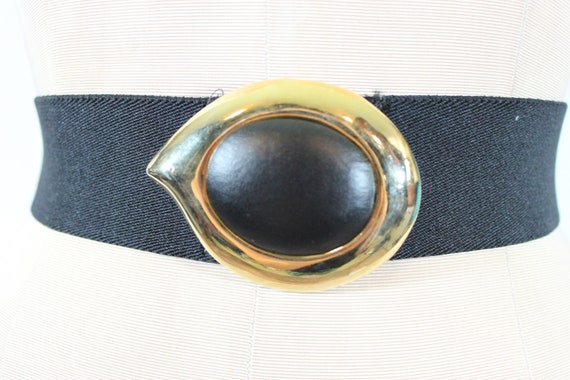 Elastic 1980s Belt | Black and gold elastic belt … - image 5