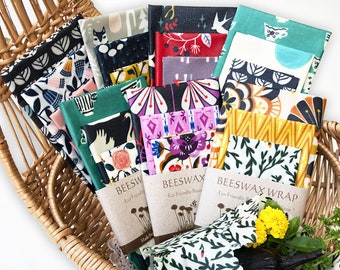 Beeswax Wrap | Organic Cotton | 1 each of S, M, L | Starter Pack | Reusable Eco Wrap