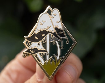 Inky Cap Mushroom Enamel Pin –  Black & White Fungi Collection - Gold Plated Lapel Pin