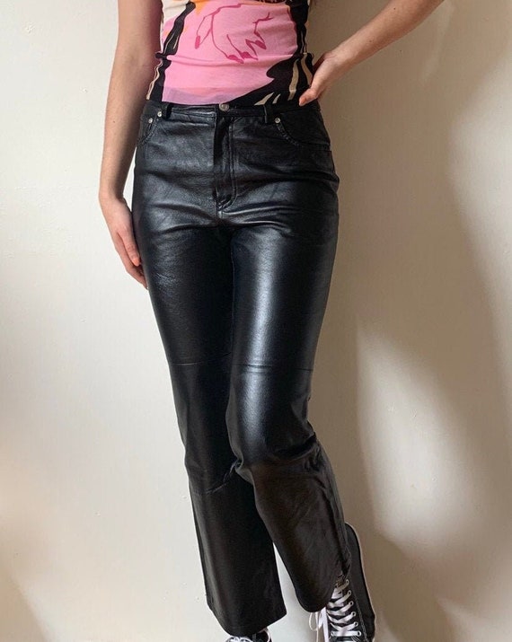 genuine black leather pants