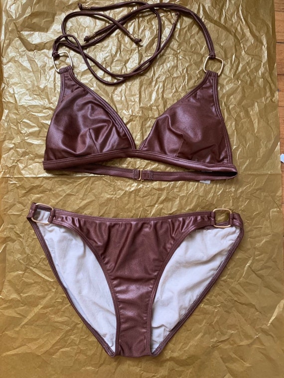 1990's Bronze and Gold Metallic Bikini