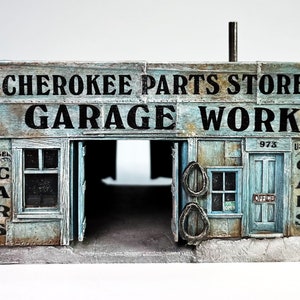 HO 1:87 Scale Cherokee Parts Store Kit for Model Railroading, Diorama