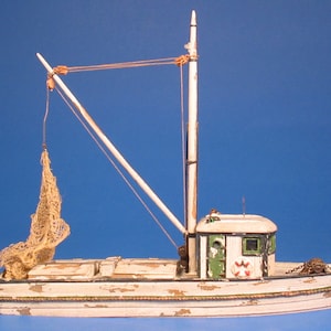 HO 1:87 scale 56&#39; Fishing Boat Kit, waterline hull for model railroad, diorama