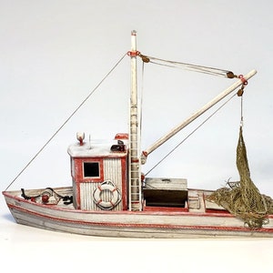 O 1:48 Scale Wooden Fishing Boat Kit for diorama, model railroading