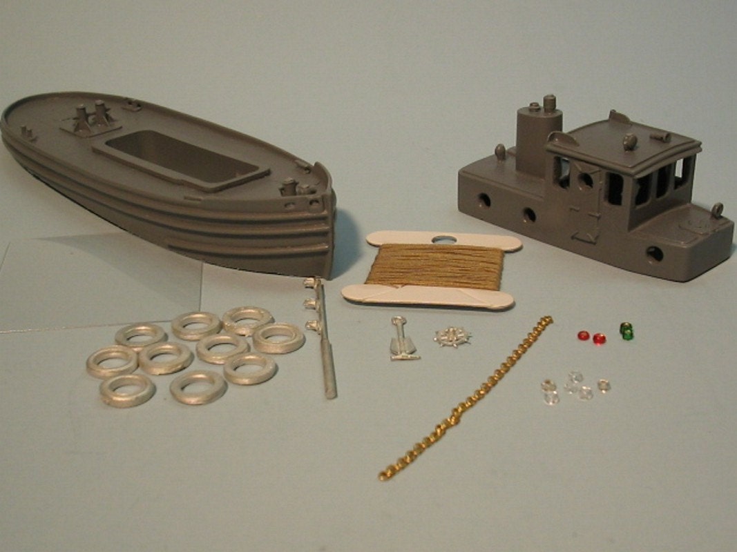 HO 1:87 Scale 45' Harbor Tugboat Kit Waterline Hull for Model Railroading,  Diorama 