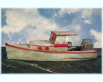 HO 1:87 Scale 34' Lobster Boat Kit waterline hull for model railroading, diorama