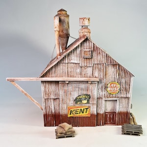 O/On30 1:48 Scale Bulk Bagging Warehouse kit for diorama and model railroading