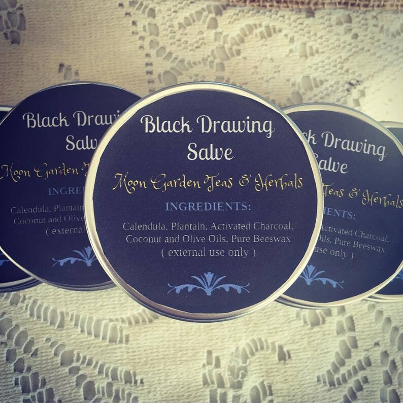 Moon Garden Black Drawing Salve Etsy