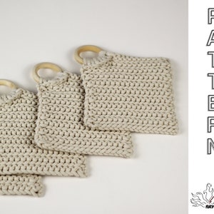 Modern Square CROCHET COASTER PATTERN with Ring Farmhouse