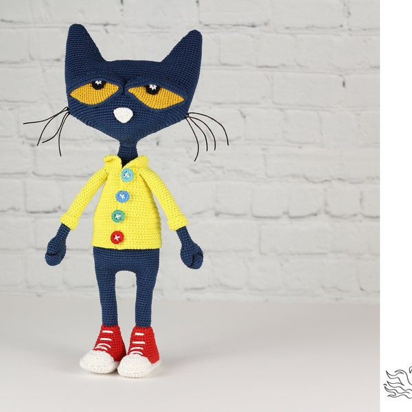 Blue Pete The CAT CROCHET PATTERN Amigurumi Digital Download Only