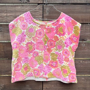 Handmade boxy towel top thrifted vintage upcycled floral
