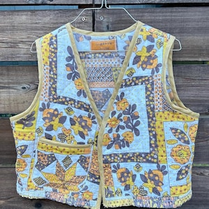 Upcycled quilt vest vintage sustainable retro autumn thrifted