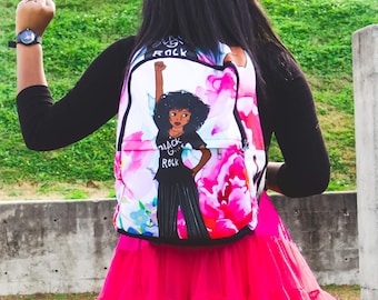 Sac à dos Black Girls do Rock, sac à dos rose fille noire, cartable fille noire, sac à dos noir pour adolescente, afro-américaine, fille noire, cadeau pour elle