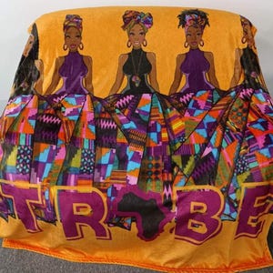 TRIBE African American Personalized Woman Throw Blanket Fleece Blanket, Black Woman Throw Blanket, African Headwrap Blanket