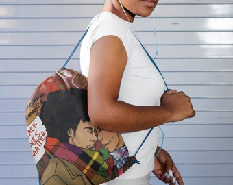 La mochila akoma black love drawstring bag