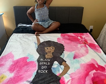 Black Girls Do Rock Personalized Woman Throw Blanket, Fleece Blanket, Black Girl Throw Blanket, For Black Girls, Affirmations For Black Girl