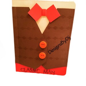 Biglietto uomo classico, Biglietto festa del papà, Biglietto gentiluomo elegante, Biglietto papillon per papà, Biglietto d'auguri fatto a mano, Tutte le occasioni, Per lui, Biglietto maschile,