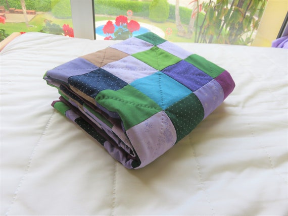 Plaid Patchwork Fait Main – 93x93cm, 100% Coton Multicolore