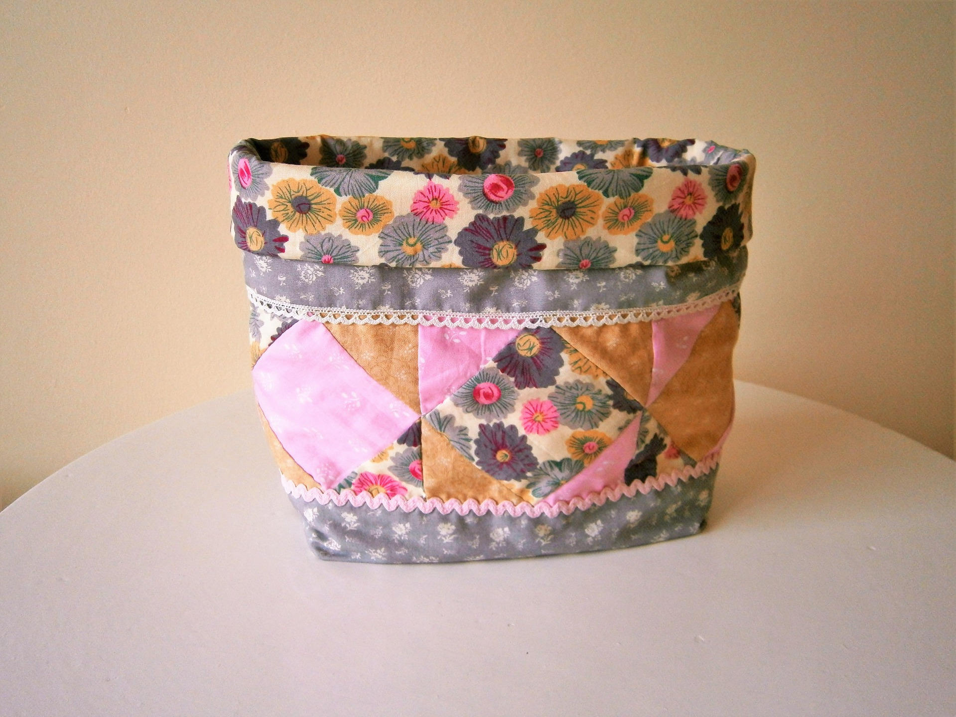 Vide-Poche, Panier, Rangement, Corbeille Romantique, Patchwork Fait Main